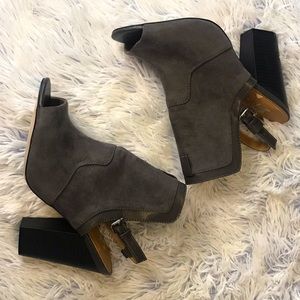 Gray open toe bootie